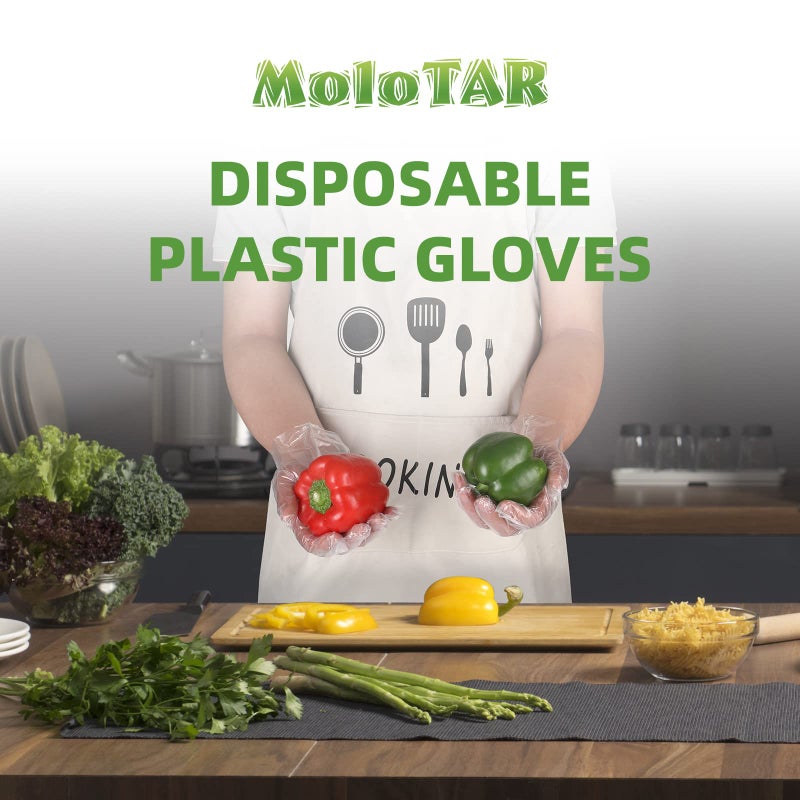 MoloTAR 100 pcs Plastic Disposable Gloves,Disposable Gloves, One Size Fits Most - Image 5